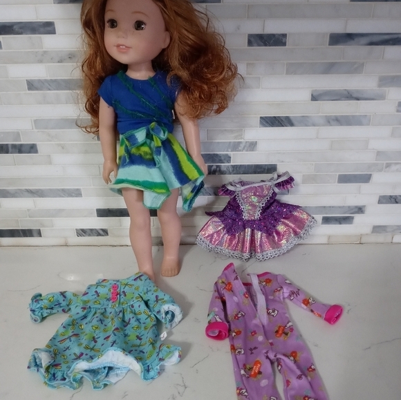 American Girl Wellie Wishers 15" Willa Doll with 4 Outfits Red hair Hazel eyes - Picture 2 of 9